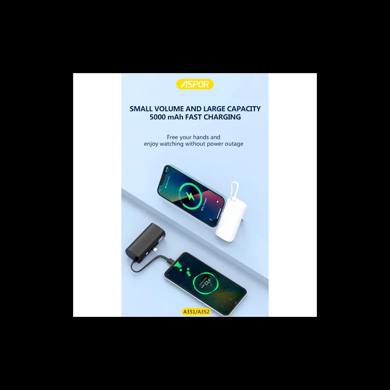 Aspor A352 2 TYPE-C Flexible Portable Mini 5000mAh Power Bank