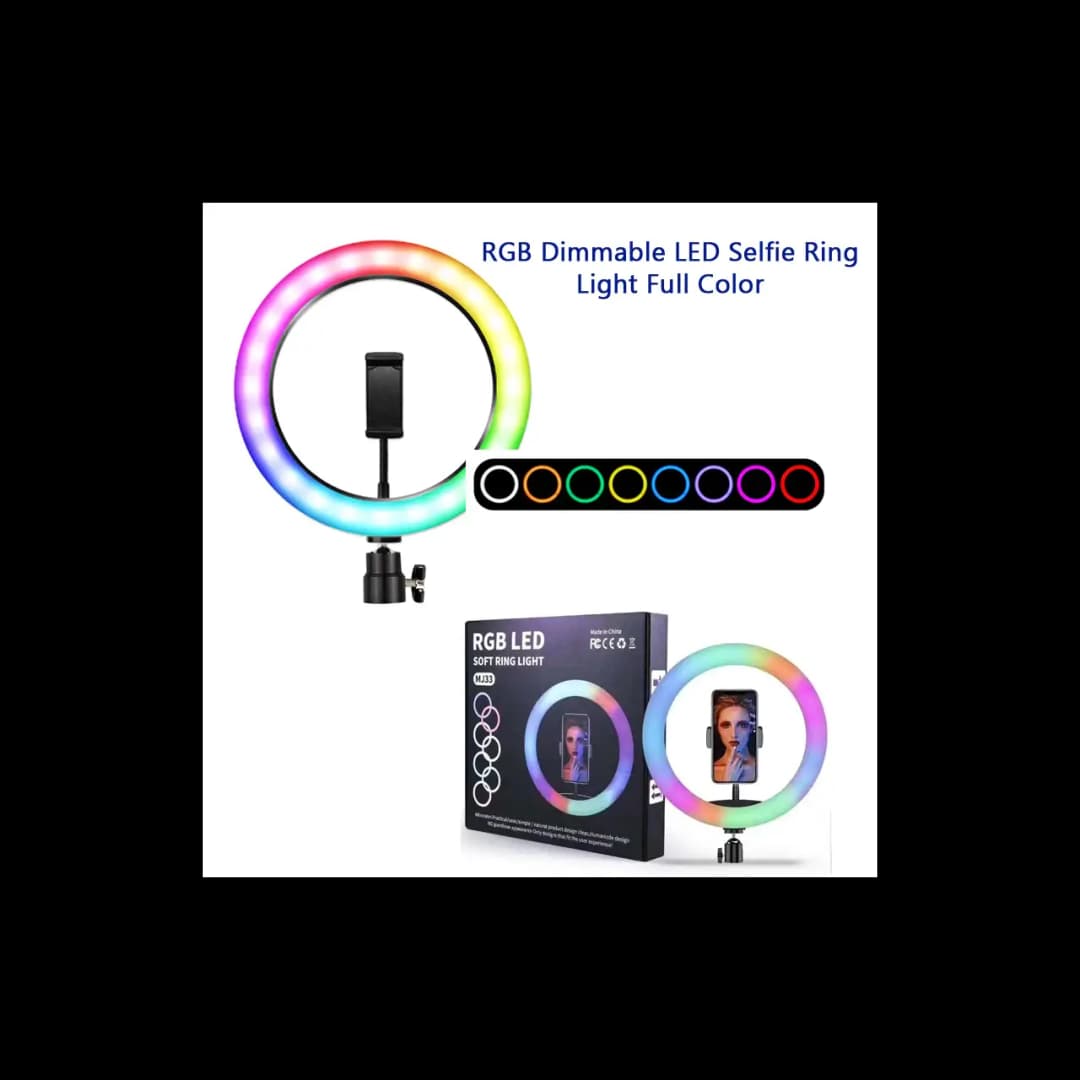 MJ33CM RGB LED STUDIO CAMERA RING LIGHT PHOTOGRAPHY WITH MOBILE HOLDER