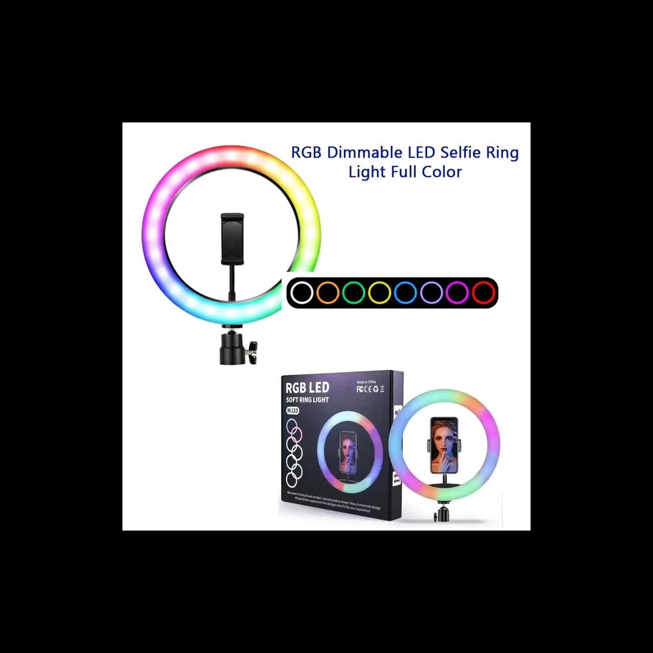 MJ33CM RGB LED STUDIO CAMERA RING LIGHT PHOTOGRAPHY WITH MOBILE HOLDER